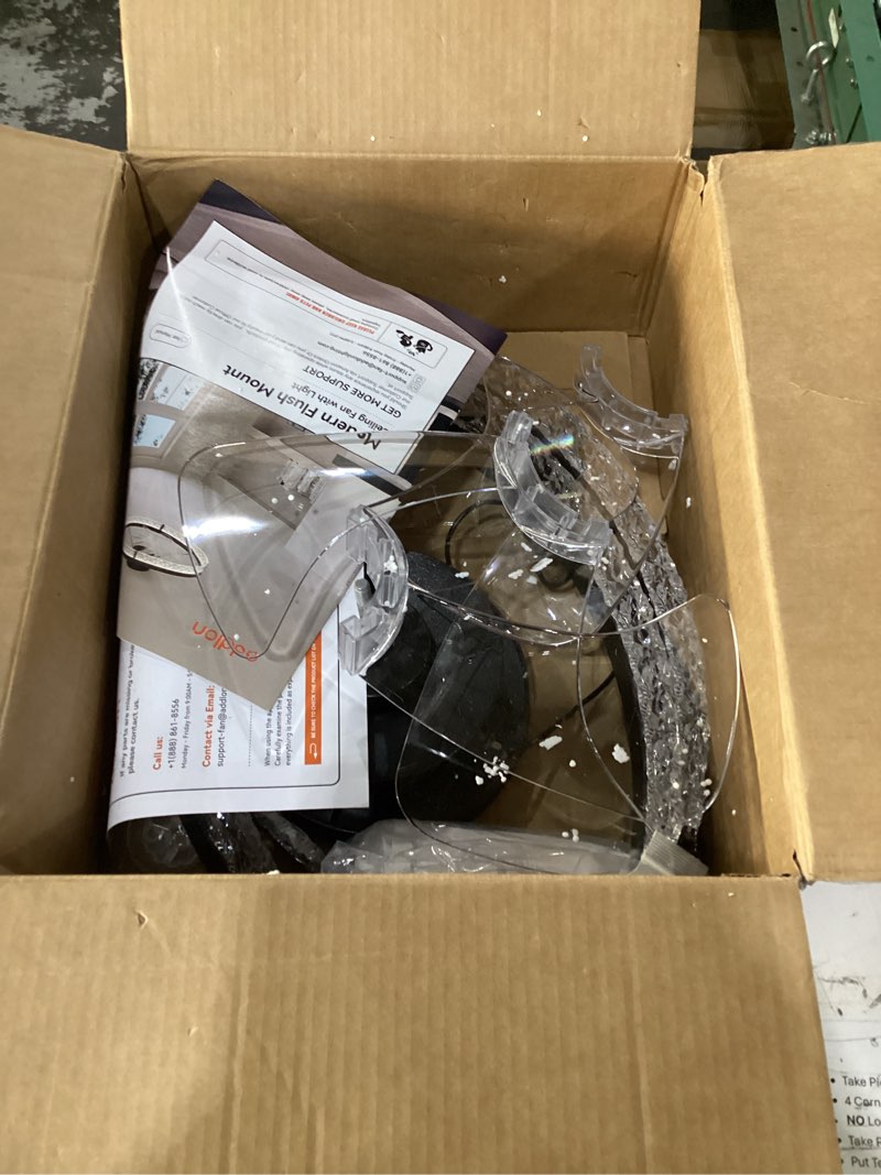 Condition photo showing Good Condition for addlon ceiling fans with lights and remote, 24'' low profile flush mount ceiling fan, 3000–6000k dimmable led fandelier, bladeless crystal fan light for bedroom, kitchen, living room, black black / crystal 24 inch
