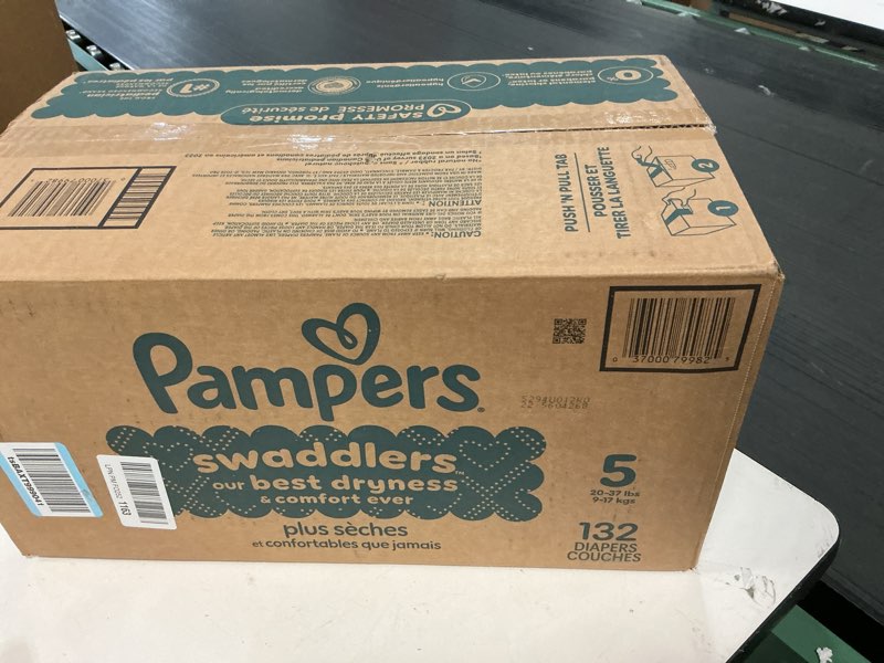 Condition photo showing New/Like New for Pampers Swaddlers Diapers, Size 5 (20-37 lbs), 132 Count, Absorbent, Keeps Baby Dry and Comfortable, Skin Safe Disposable Baby Diaper (Packaging May Vary) Size 5 132