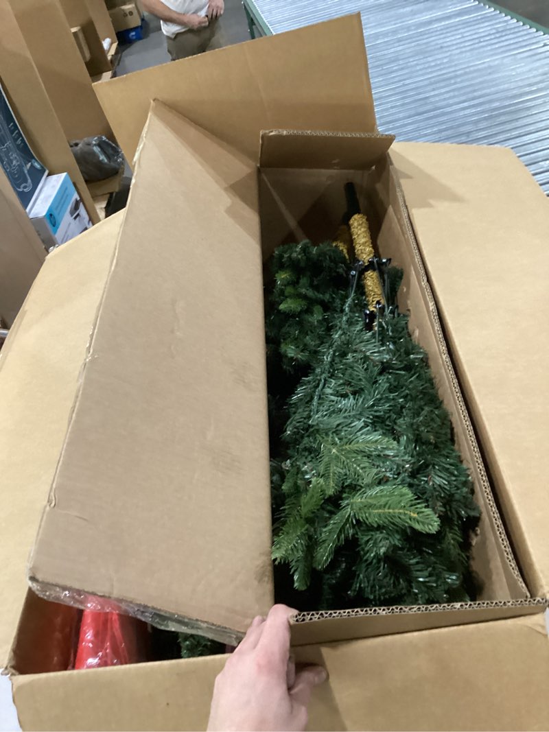 Condition photo showing As Is for 6ft Artificial Christmas Tree, 1152 Realistic Branch Tips, Easy Assembly Hinged Design, Includes Base