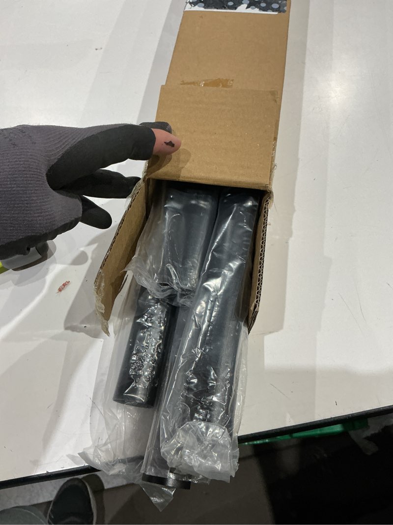 Condition photo showing As Is for tension curtain rod 51-166 inch(4.25-13.83ft), extra long outdoor tension rod for patio window, no drill dual-end adjustable spring shower rod, rust proof easy to install, rod diameter 1.26in, black black 51"-166"
