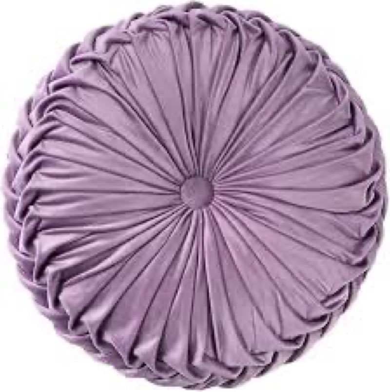 Round Velvet Pillow for Couch Small Handmade Decorative Throw Pillow for Bed Bedroom 13.7” Light Purple