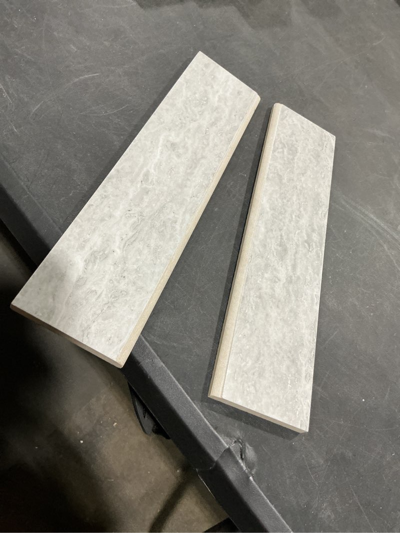 Condition photo showing Good Condition for Style Selections Torin Gray 3-in x 12-in Polished Porcelain Bullnose Tile(2 tiles) 