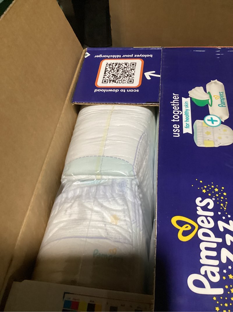 Condition photo showing New/Like New for Pampers ZZZ Overnight Diapers, Size 4 (22-37 lbs), 104 Count, Nighttime Protection Disposable Baby Diaper, Night Time Leak and Skin Protection Size 4 104