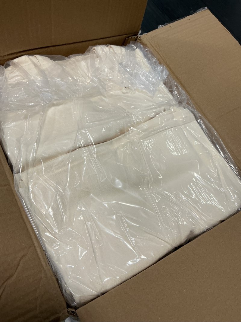 Condition photo showing New/Like New for lzerking canvas tote bag bulk for diy projects, 13x15 inches tote bags for grocery shopping, 10oz machine washable fabric natural 50
