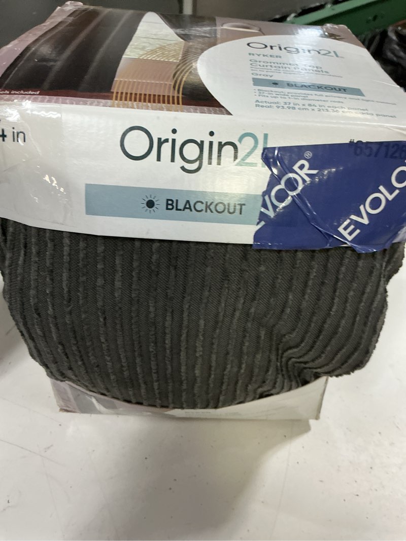 Condition photo showing Good Condition for origin 21 84-in iron gray blackout interlined grommet curtain panel pair