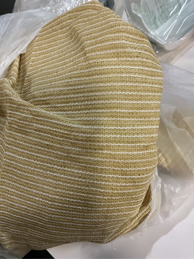 Condition photo showing As Is for amgo 12' x 12' x 17' beige right triangle sun shade sail canopy awning cloth agtaprt12 - uv blockage, water & air permeable, heavy duty commercial grade, outdoor patio garden (we make custom size)