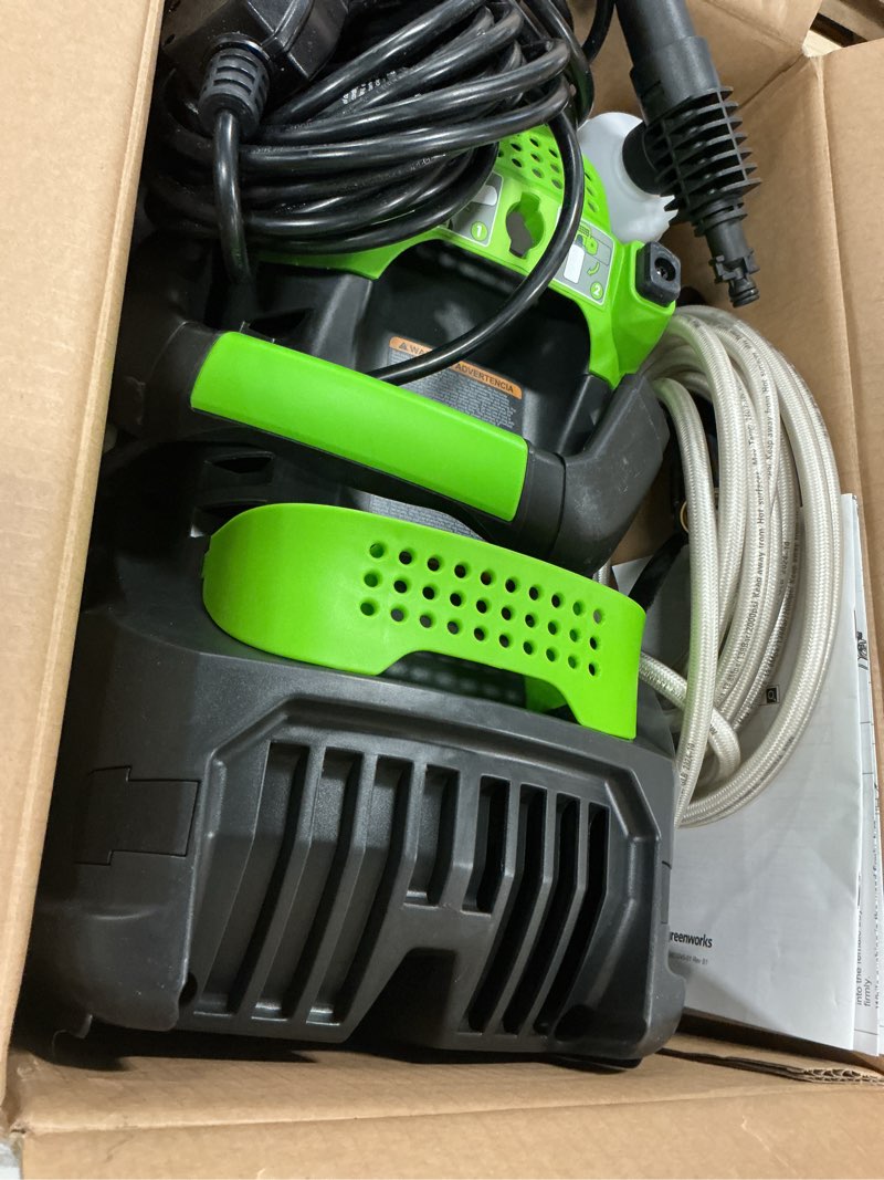 Condition photo showing New/Like New for Greenworks 1500 PSI 1.2 GPM Pressure Washer (Upright Hand-Carry) PWMA Certified