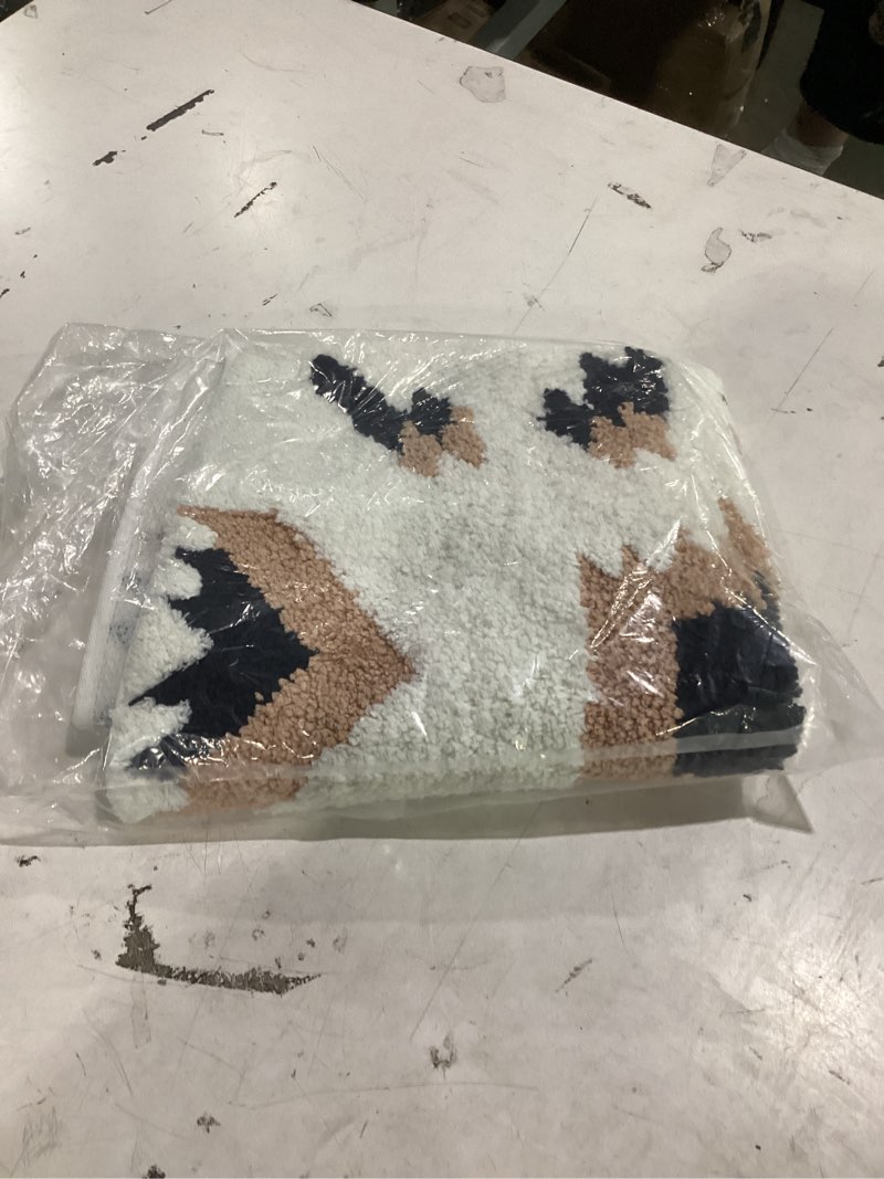 Condition photo showing Good Condition for tyrot boho small bathroom rugs non slip washable western aztec bath mats rugs for bathroom floor fluffy plush soft absorbent farmhouse carpet for shower, 18x24 inch cream 18 x 24 inches