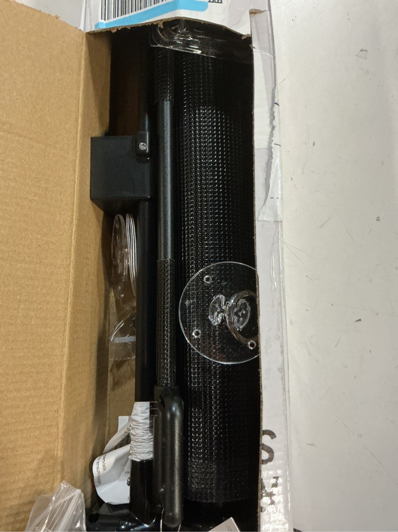 Condition photo showing As Is for reinforced 120 inch retractable baby gates extra wide baby gate to prevent crawling through, indoor/outdoor retractable dog gate, 10ft scratch-resistant mesh child gates for doorways extra wide, black black 33" tall x 120" wide? with reinforced bar ?