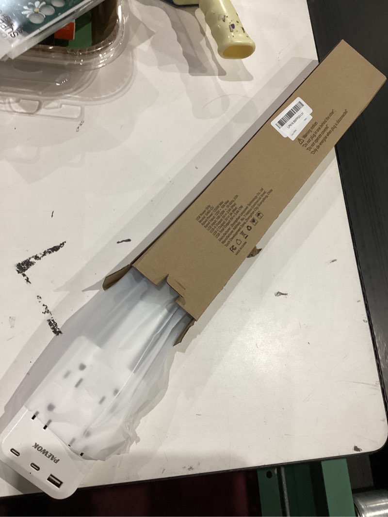Condition photo showing As Is for electrical outlet extender stick with usb ports(2 usb c), 180° rotating extendable wall plug with 4 ac outlet, adjustable 17.7"-27" extendable power strip stick for behind couch, desk and bed
