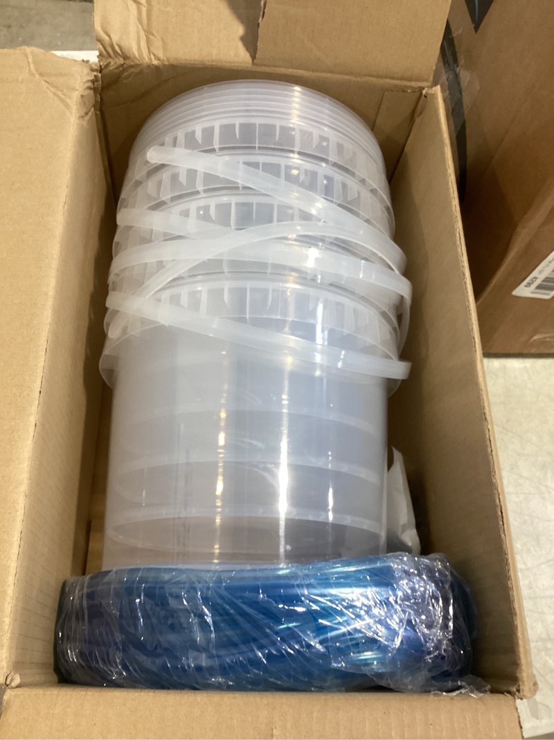 Condition photo showing Good Condition for 5 sets maple syrup tapping kit including 5 buckets (5l) with lid, 30ft tubing, 10 tree taps, 1 tap & drill bit maple tree tapping kit for experts or beginners maple birch syrup collection supplies