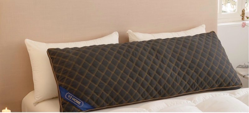 WhatsBedding Memory Foam Body Pillow for Adults, Long Pillow for Sleeping, Full Body Pillow for Bed - 20x54 inch, Black Quilted