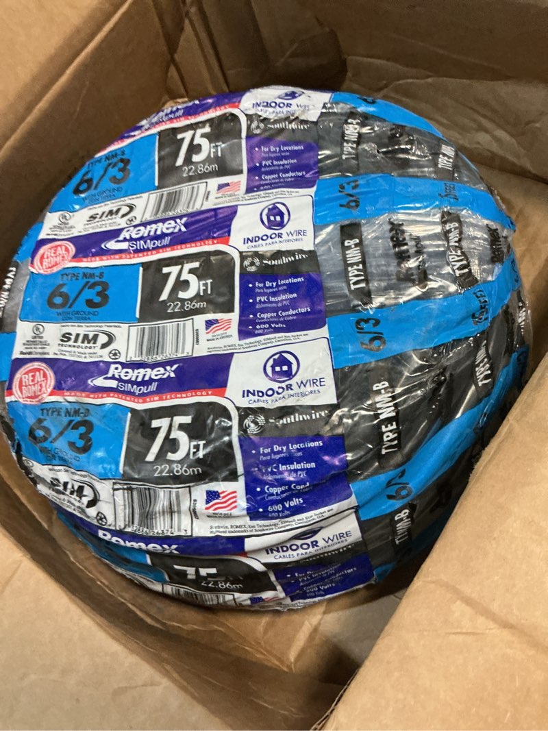 Condition photo showing Good Condition for southwire 63950007 75 ft. 6/3 nm-b stranded indoor residential electrical wire - black 75ft