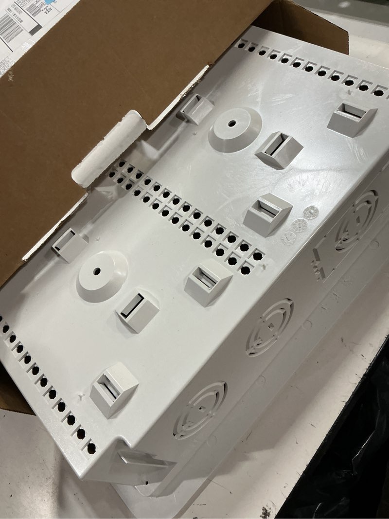 Condition photo showing As Is for legrand - onq cable management, in-wall media box, dual purpose structured wiring enclosure, tv home theater recessed storage box, 17 inch, white, enp1700na