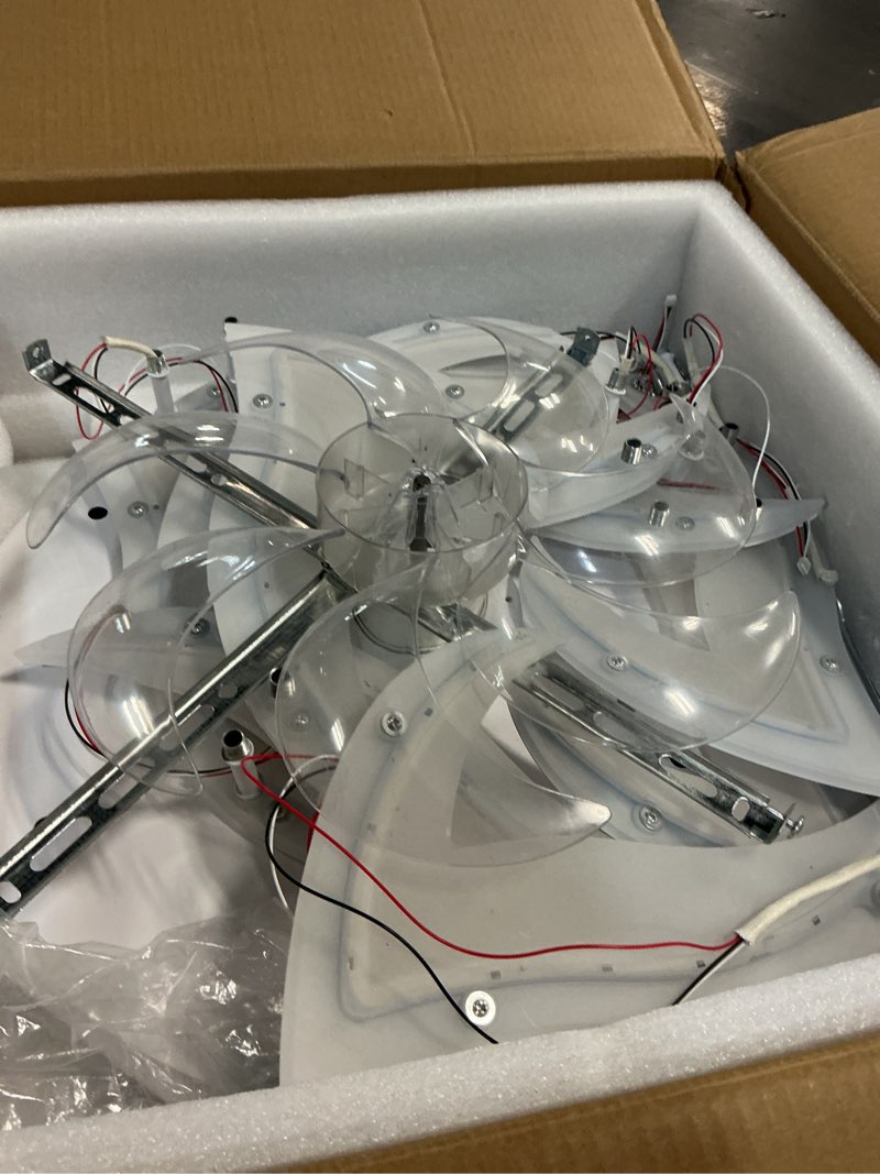 Condition photo showing Good Condition for modern 32" ceiling fan with lights, dimmable, energy efficient, adjustable color temperature, white 32"-9 flower petals - white