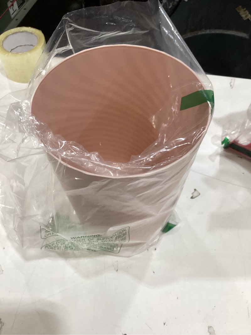 Condition photo showing Good Condition for uujoly plastic trash can wastebasket, garbage container basket for bathrooms, kitchens, offices, kids rooms (pink, 1 pack) pink 1 pack