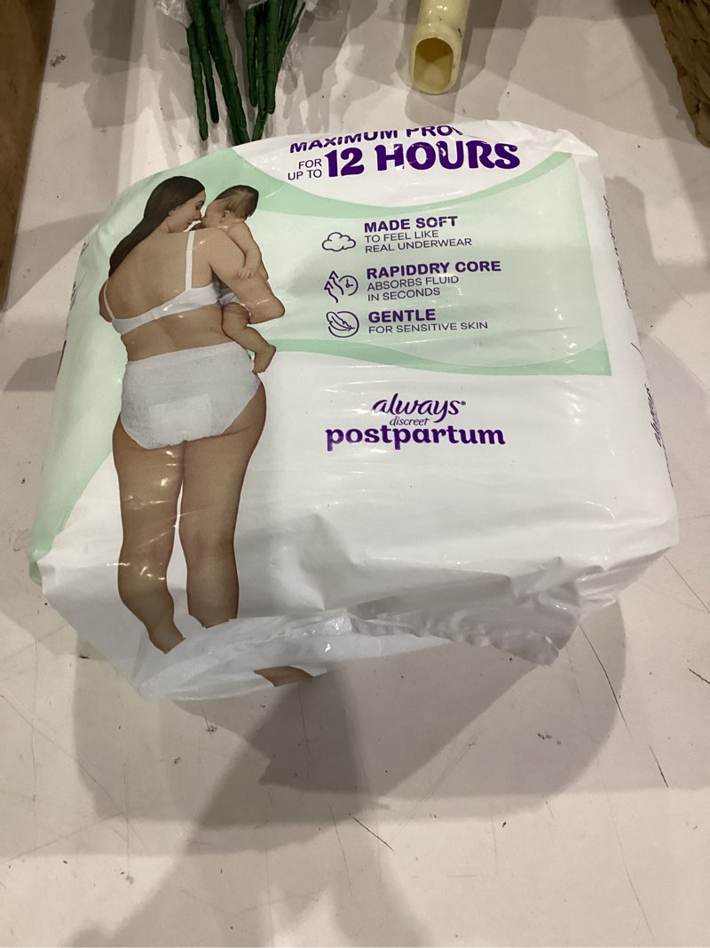 Condition photo showing New/Like New for always discreet postpartum and adult incontinence underwear for women, small/medium, maximum protection, 14 count small/medium 14