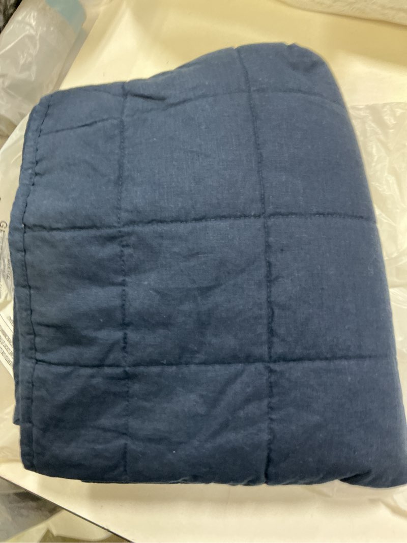 Condition photo showing As Is for quince european linen box quilt set, king/cal king, navy