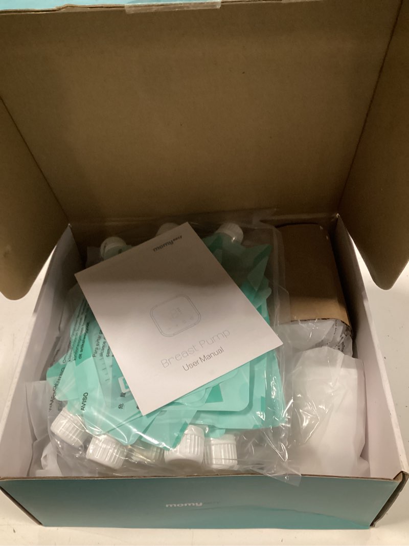 Condition photo showing New/Like New for breast pump, portable electric breast pump, compact design double rechargeable milk pump with touch screen led, comes with 24mm/27mm removable flanges, free with 10pcs breast milk bags