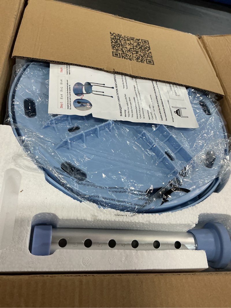 Condition photo showing Good Condition for swivel shower chair, 360° non-slip shower seat with backrest for elderly and disabled, height adjustable rotating tub bench for seniors bathroom inside shower with compact frame (blue)