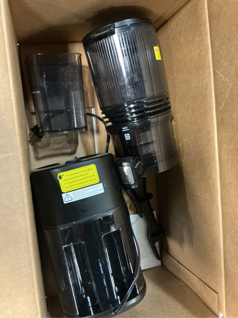 Condition photo showing As Is for Cold Press Juicer, 5.5inch Wide Feed Chute Juicer Machine, Slow Masticating Juicer for Whole Vegetables & Fruits, Black