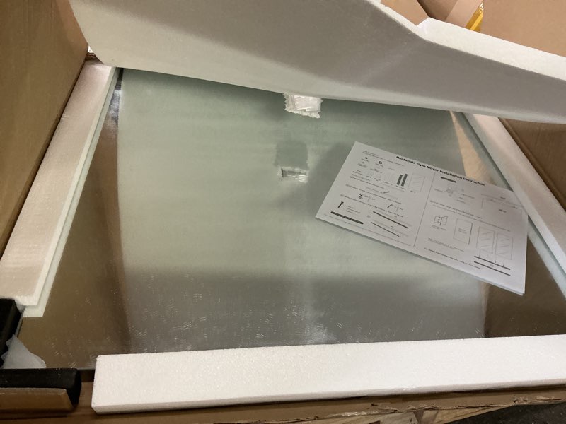 Condition photo showing Good Condition for Hasipu Home Gym Mirror, 63"x28" Each, 1-Pack Frameless Wall Mounted Mirrors with Glass Clamps & 1 Aluminum Rail, Large Body Mirror for Home Gym, Yoga Studio, Bedroom, Silver Tempered Glass Silver 63"L x 28"W