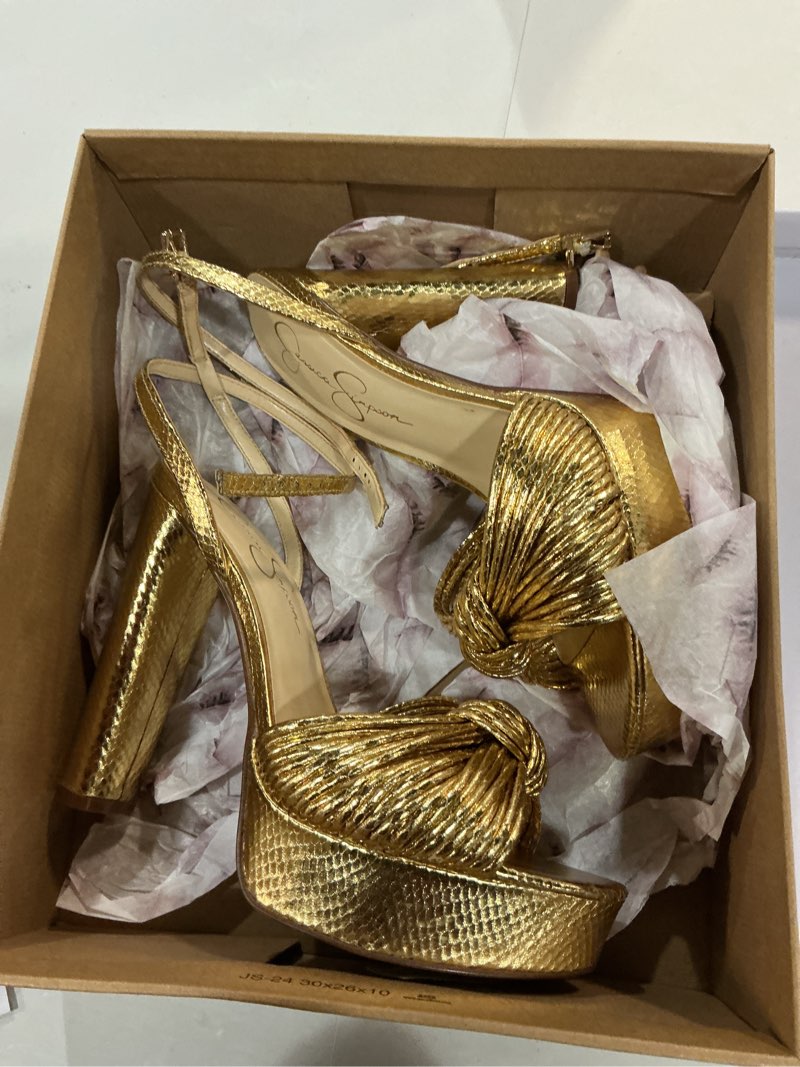 Condition photo showing As Is for jessica simpson women's immie platform sandals 9 gold