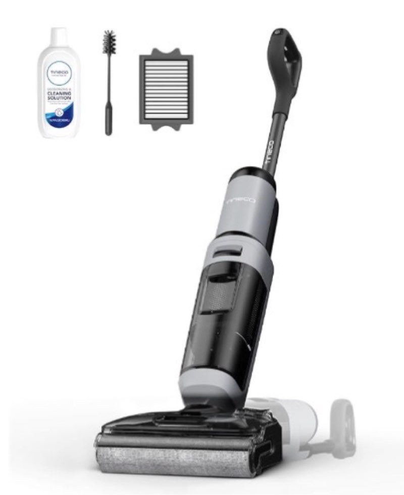 tineco floor one i5 stretch wet dry vacuum cleaner, vacuum & mop in one step, 20kpa powerful suction, 180° lay-flat design, anti-tangle design, dual-sided edge cleaning, up to 30* minutes runtime