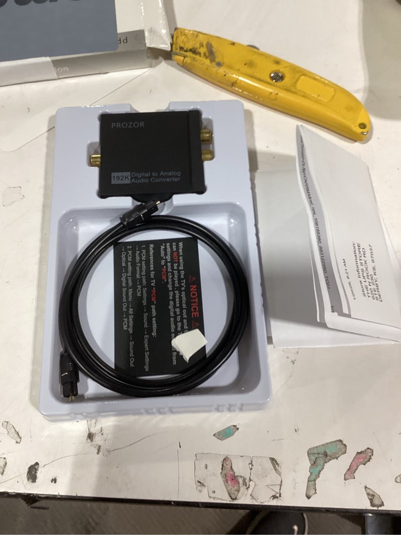 Condition photo showing New/Like New for prozor 192khz digital to analog audio converter dac digital spdif optical to analog l/r rca converter, toslink optical to 3.5mm jack adapter for ps3 hd dvd ps4 amp apple tv home cinema -aluminum alloy 2.0ch pcm - aluminum alloy