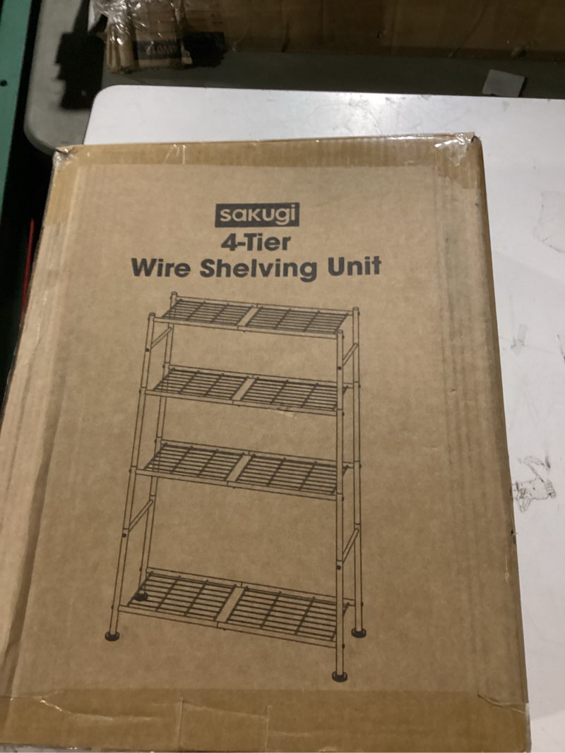Condition photo showing New/Like New for storage shelves - 4 tier shelf organizer, heavy duty garage shelving unit with leveling feet, stable metal shelves organizer for pantry, kitchen and closet, 33.0" w x 12.6" d x 57.2" h, black black 33.0w×12.6d×57.2h(4t)