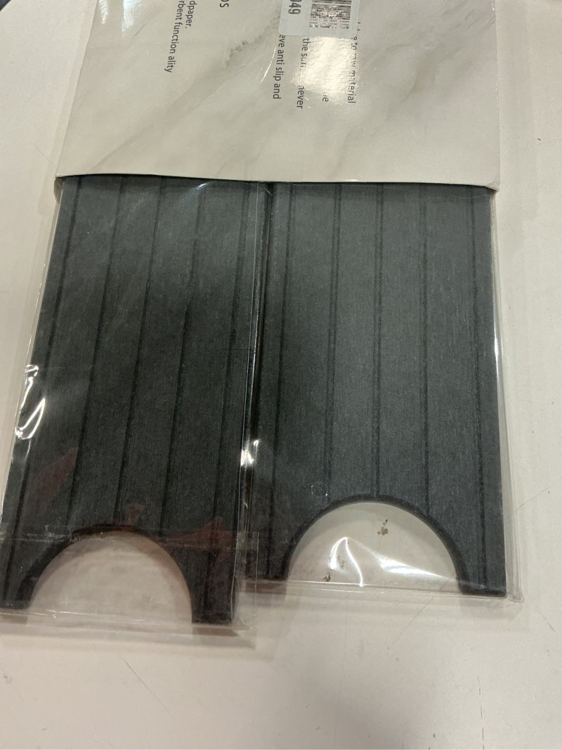 Condition photo showing New/Like New for fast drying stone faucet mat for kitchen sink with raised feet, water absorbent diatomite stone sink tray, faucet sink splash guard, prevents moisture buildup, durable protector for bathroom counter 20" x 4" dark gray style 1