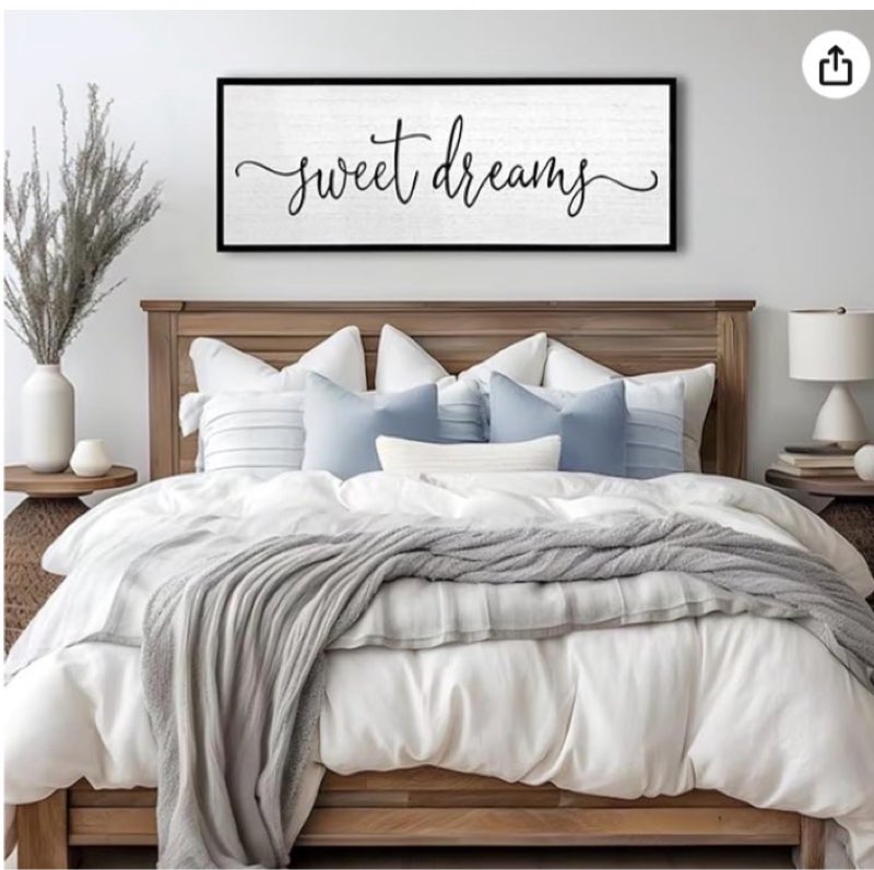 sweet dreams wall decor above bed sign 24''×10'' large wood framed master bedroom guest room sweet dreams signs farmhouse rustic wall art decoration (black)