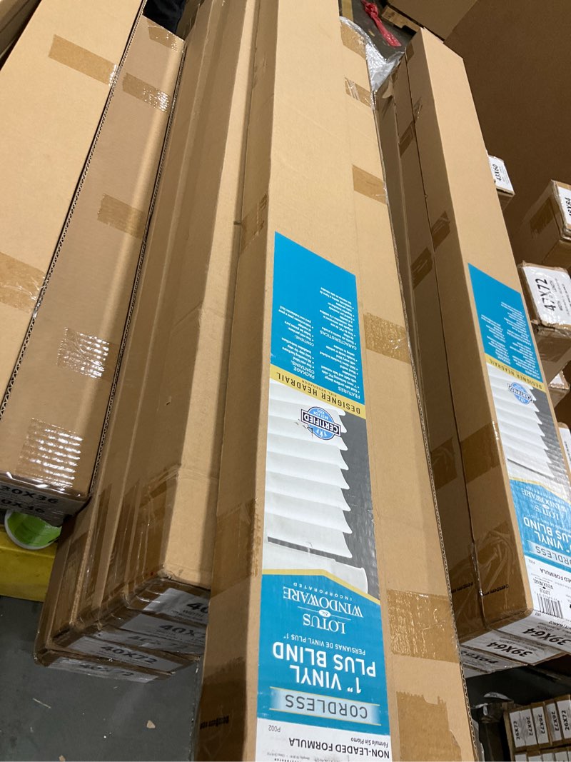 Condition photo showing New/Like New for LOTUS & WINDOWARE Cordless 1" Premium Vinyl Mini Blind, 42" Wide x 60" Long, White, Smooth, Room Darkening, Horizontal Blinds for Living Room, Bedroom, Interior Door Windows 42"W x 60"H White