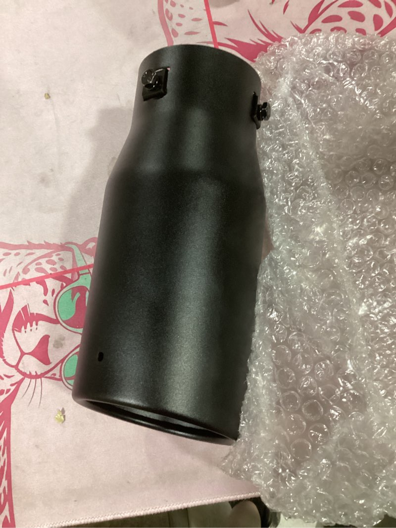 Condition photo showing Good Condition for 1.5-2.5 inch exhaust tip adjustable - 3" inlet 4" outlet 9" length black powdercoat exhaust tip, universal stainless exhaust tips for 1.5"/1.75"/2.0"/2.25"/2.5" outer diameter tailpipe 3x4x9bk-ajbe1