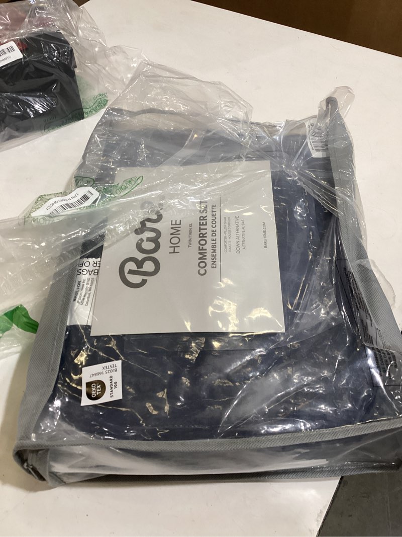 Condition photo showing As Is for bare home comforter set - twin/twin extra long size - ultra-soft - goose down alternative - premium 1800 series - all season warmth (twin/twin xl, midnight) twin/twin xl 14 - midnight blue
