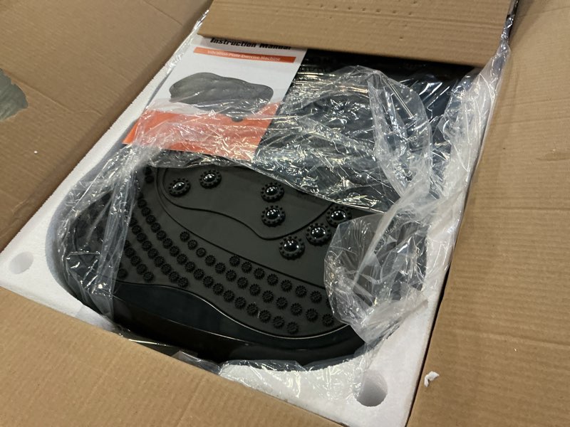 Condition photo showing Good Condition for vibration plate exercise machine, 130 levels full body workout vibrating plate for lymphatic drainage weight loss, 450 lbs capacity shake platform with resistance bands bluetooth for women men