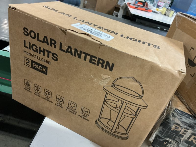 Condition photo showing New/Like New for solar lanterns outdoor waterproof: 2 pack hanging solar lights for outside patio porch garden tabletop decor - bright led warm white solar powered lighting - unique gardening gifts for mom