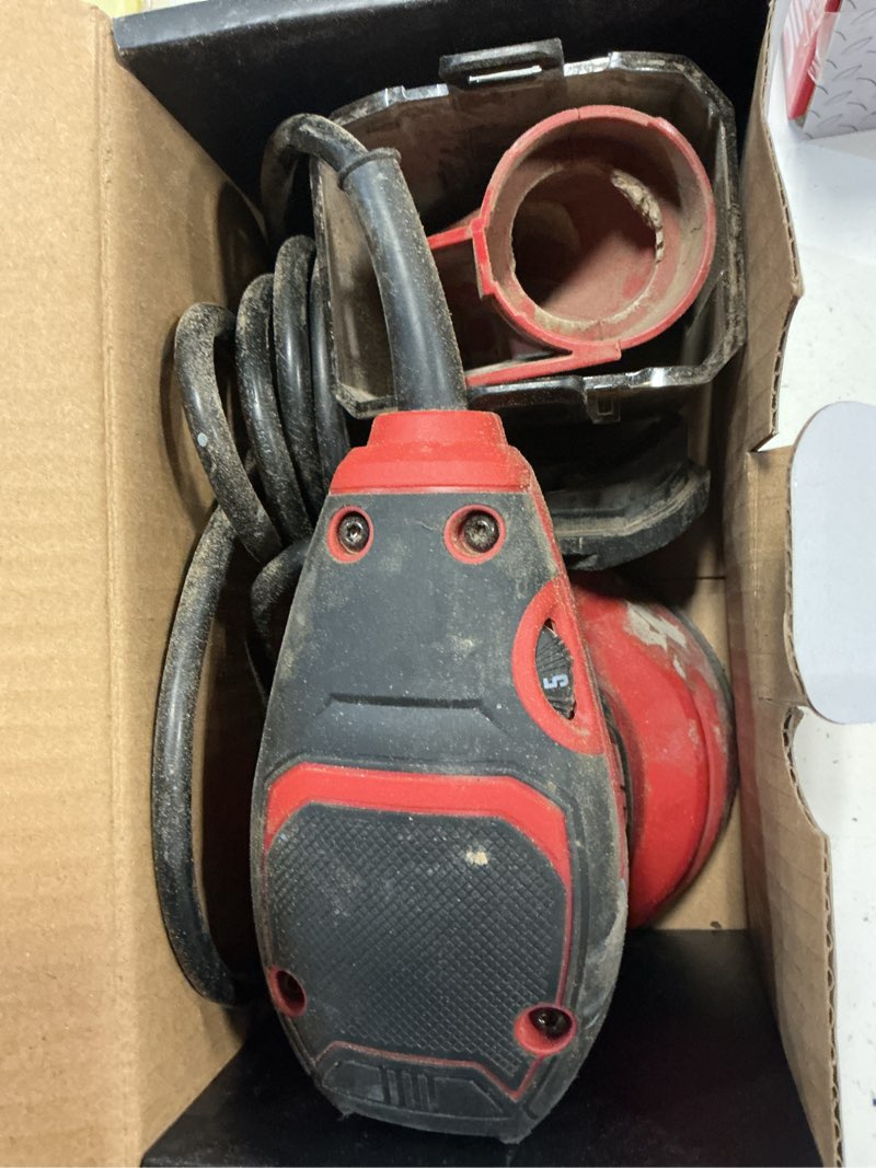 Condition photo showing As Is for skil 5” random orbital sander with cyclonic dust box & 3pc sanding sheet - sr211601, multicolor