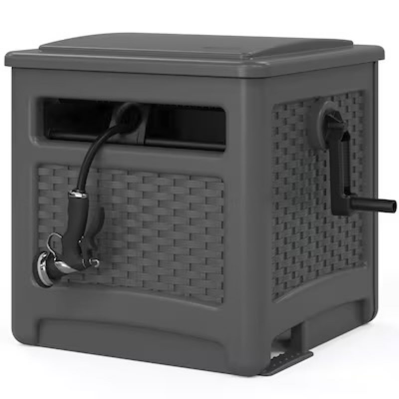 suncast wicker hideaway plastic 225-ft container hose reel