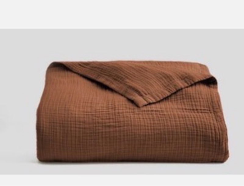 quince  airy gauze organic cotton blanket terracotta king 