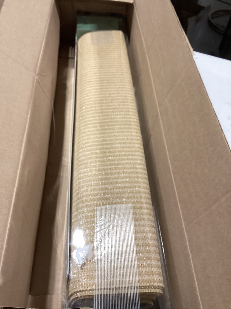 Condition photo showing Good Condition for sunoff outdoor roller shades, cordless patio roller up blinds with shade cloth for porch gazebo pergola balcony backyard, 2 poles & 1 fabric, wheat, 48" wx72 h 48"w x 72"h wheat