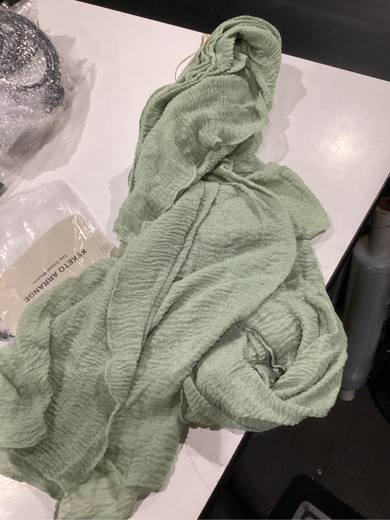 Condition photo showing New/Like New for keketoarrange sage green table runner cheesecloth 120 inch 10 ft rustic boho cheese cloth table runner for wedding baby shower bridal shower sheer gauze centerpiece spring summer home decorations sage green 1