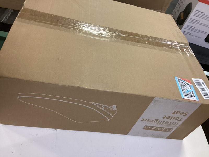 Condition photo showing New/Like New for heated smart toilet seat with feminine wash & dryer, elongated bidet with adjustable water temperature, pressure & nozzle position, easy installation & soft-close lid for modern bathrooms remote control