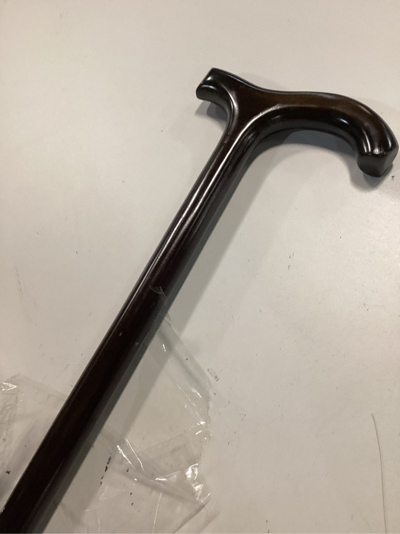 Condition photo showing Good Condition for FLYDRUM Wooden Walking Cane for Men and Women, One-Piece Wood Cane, 36 Inch Wood Walking Stick for Men and Women, Ergonomic Wood Cane for Seniors Walnut