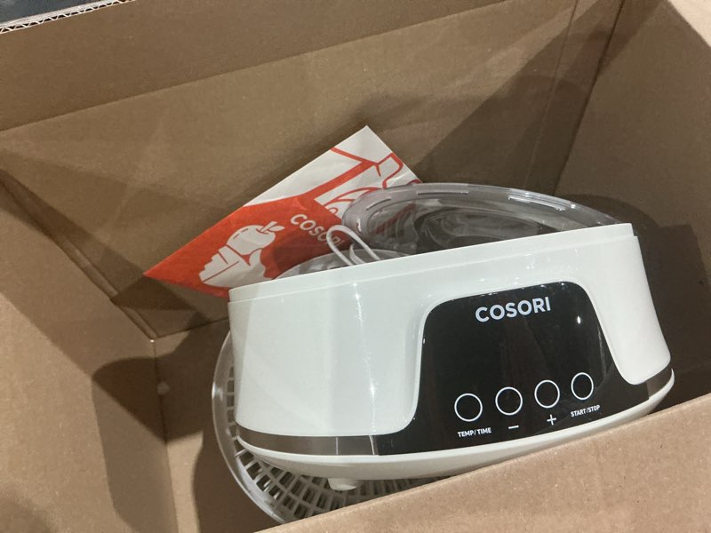 Condition photo showing As Is for cosori food dehydrator machine for jerky, 5 bpa-free trays with 165°f temperature control and 48h timer, 350w dryer for fruit, herbs, meat, veggies and dog treats, 50-recipes book included white 5 trays
