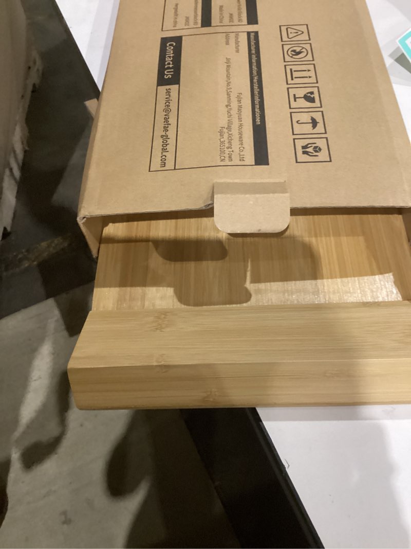 Condition photo showing New/Like New for VaeFae Bamboo Knife Drawer Organizer, Knife Drawer Organizer Insert, Kitchen Drawer Knife Block for 12 Knives and a PLUS Slot for your Knife Sharpener (Without Knives) 12 Holder