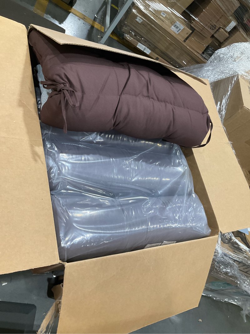 Condition photo showing Good Condition for marsui 4 pcs outdoor indoor high back chair cushions patio furniture tufted pillow with ties water-resistant replacement outdoor rocking chair cushions, 42 x 21 inches (dark brown,solid color) 4 dark brown solid color