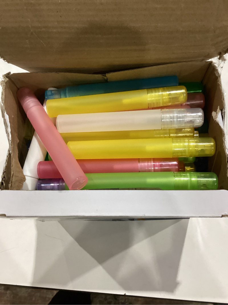 Condition photo showing Good Condition for patelai 108 pieces 10 ml spray bottles plastic perfume bottles empty fine mist perfume bottle for essential oils supplies(assorted color)