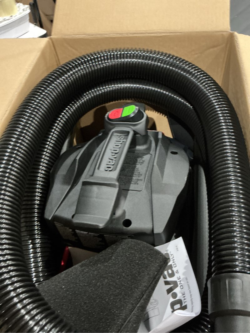 Condition photo showing As Is for shop-vac 4-gallon 6 hp corded wet/dry shop vacuum with accessories included
