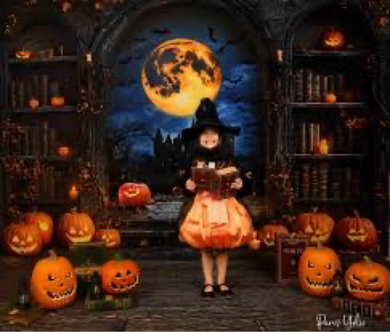 Kate 10x6.5ft Halloween Backdrops for Photography Horrible Pumpkin Lantern Background Full Moon Scar